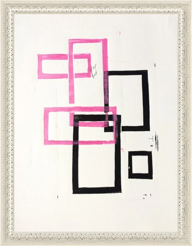 Pink and Black Geometric Squares x2 by Stacy Rajab for Artfully Walls