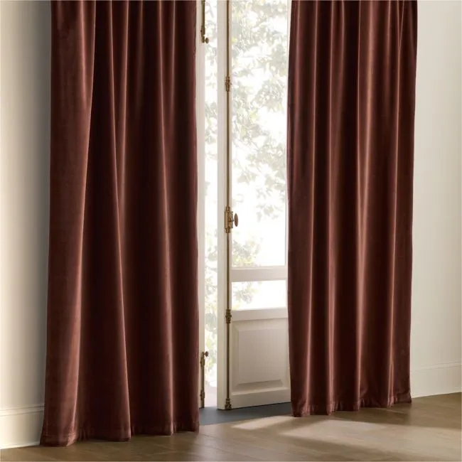 Chocolate Brown Organic Cotton Velvet Window Curtain Panel 48"x96"