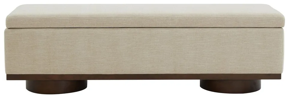 Vianna Boucle Bench - Beige / Walnut