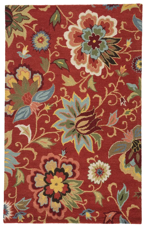 Zamora Handmade Floral Red/ Multicolor Area Rug (10'X14')