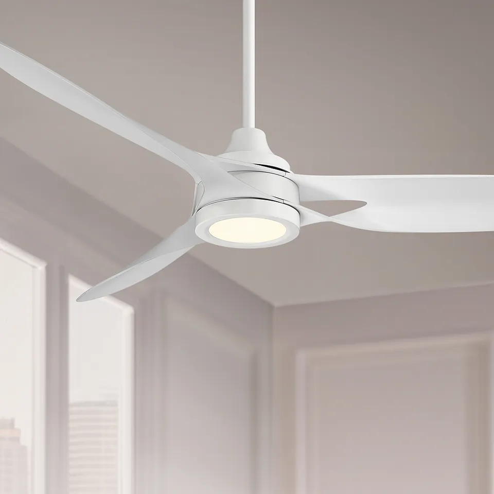 54" Casa Vieja Mystere Matte White Indoor/Outdoor LED Ceiling Fan