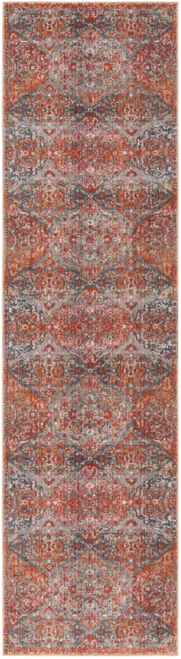 Arlo Home Woven Area Rug, VTP470J, Aqua/Orange,  2' 2" X 12'