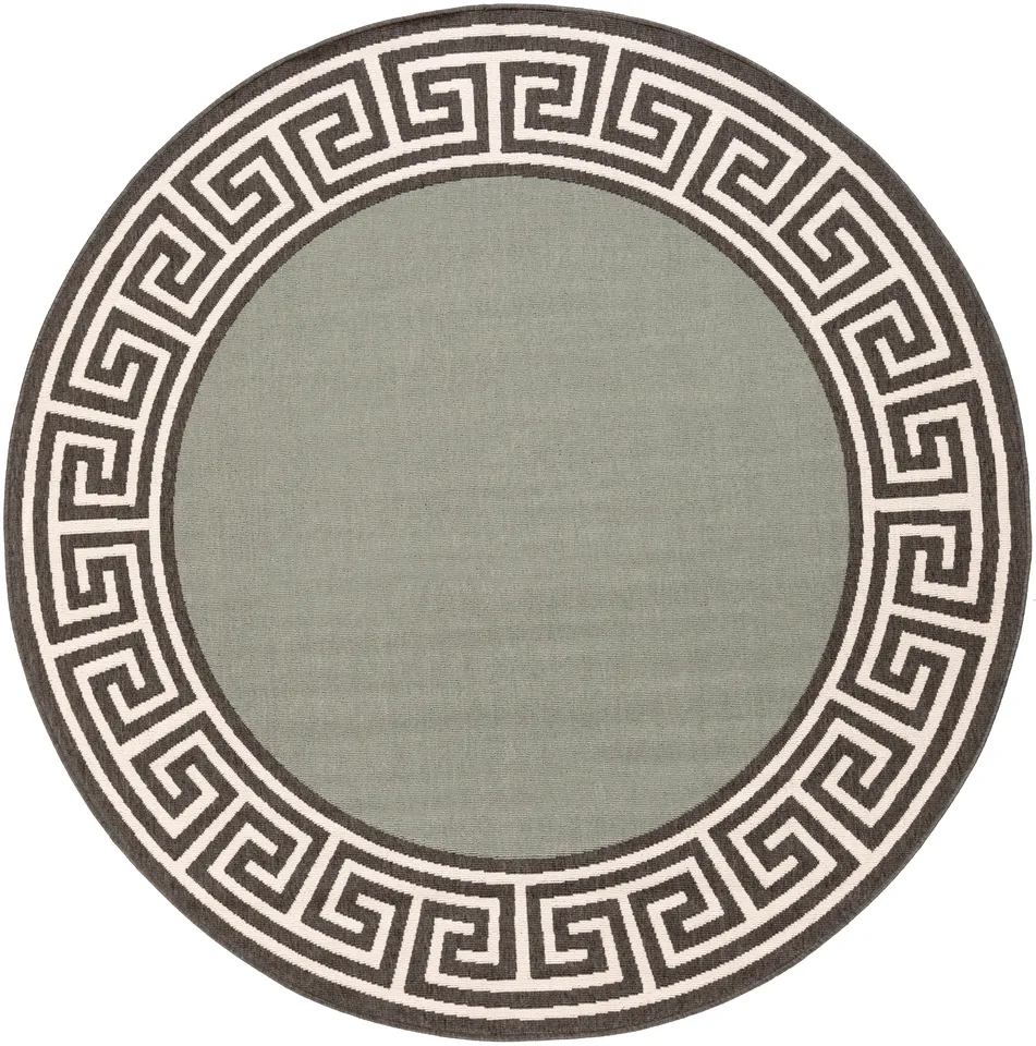 Alfresco Green Outdoor 8'10" x 8'10" Machine Woven Rug