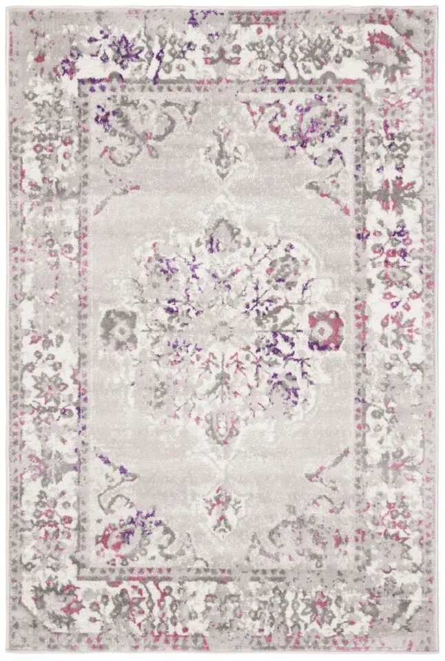 Arlo Home Woven Area Rug, SKY169P, Grey/Pink,  4' X 6'