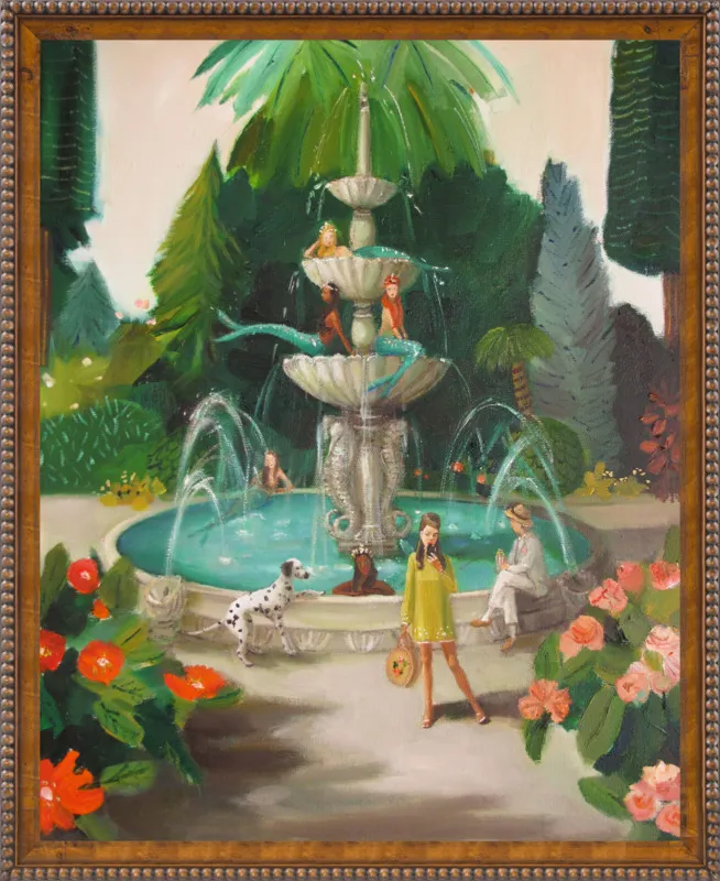 Selfie At The Mermaid Public Fountain by Janet Hill for Artfully Walls