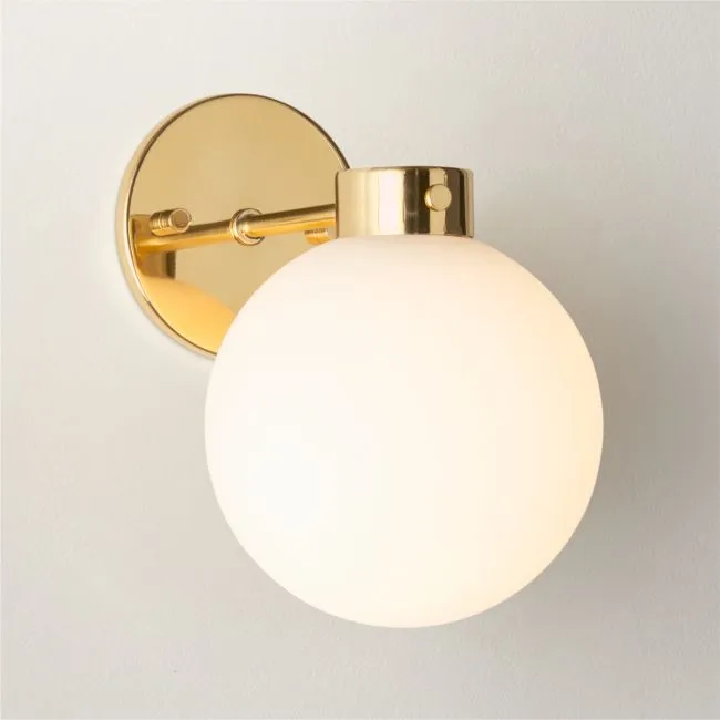 Marra Polished Unlacquered Brass Globe Wall Sconce Set of 2