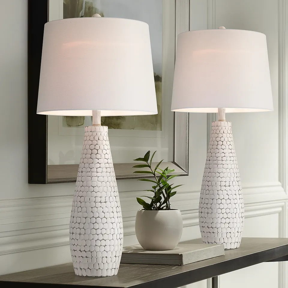 Possini Euro Dot 29 1/2" Modern White USB Table Lamps Set of 2
