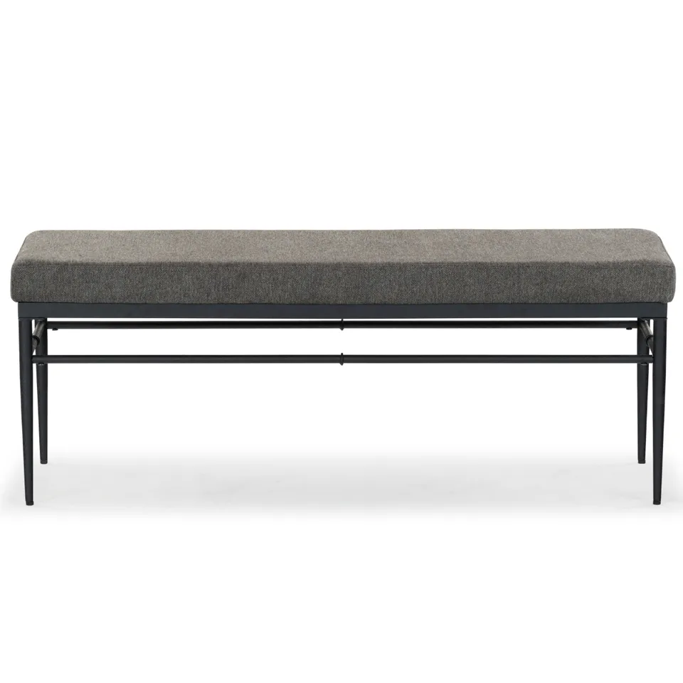 Theabella Linen & Metal Bench - Black/Dark Grey