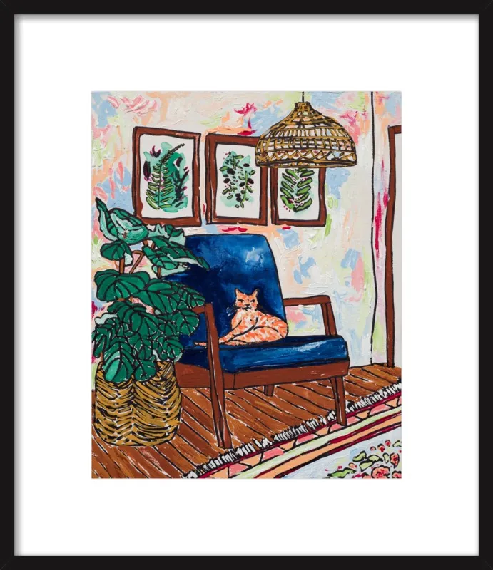 Ginger Cat in Mid Century Chair by Lara Lee Meintjes for Artfully Walls