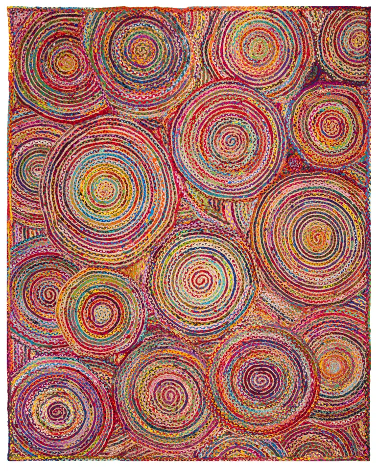 Arlo Home Hand Woven Area Rug, CAP203A, Red/Multi,  8' X 10'