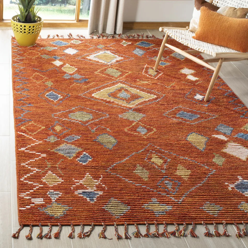 Arlo Home Hand Knotted Area Rug, KNY545A, Red/Multi,  8' X 10'