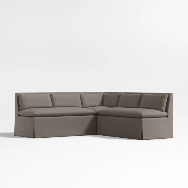 Belmar Grey Slipcovered L-Shaped Double Dining Banquette