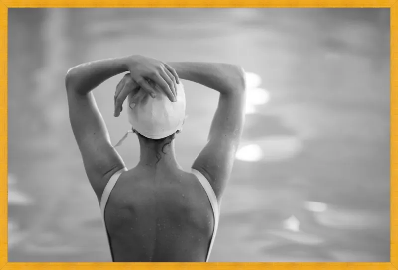 Woman Swimmer in a White Cap by Lucy Snowe for Artfully Walls