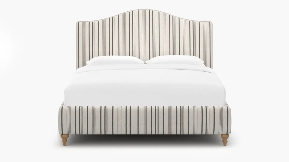 Camelback Bed, Black Market Stripe, Natural Traditional Turned Leg, Twin