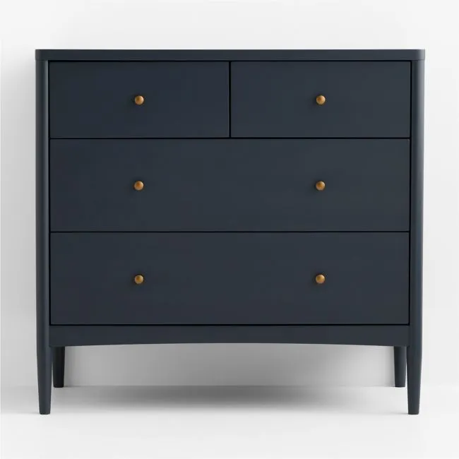 Hampshire 36" Navy Blue Wood Narrow 4-Drawer Kids Dresser