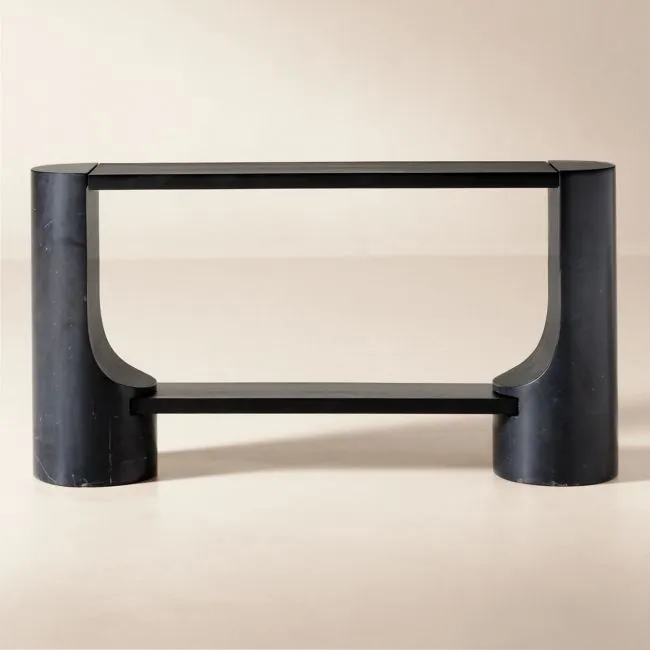 Scoop 55" Black Marble and Ash Wood Console Table