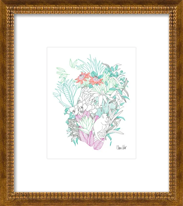 Passionflowers, orchids and the squirrel monkey  by Claire Colin for Artfully Walls