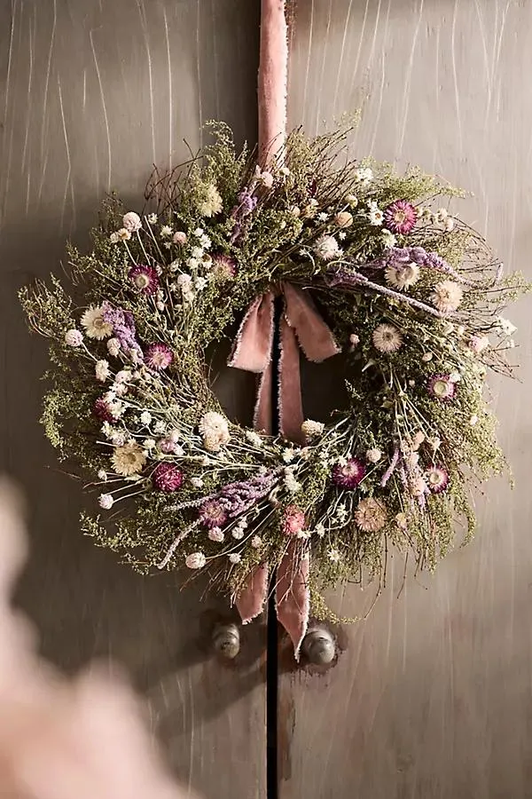 Pink Pinwheel Dried Wreath