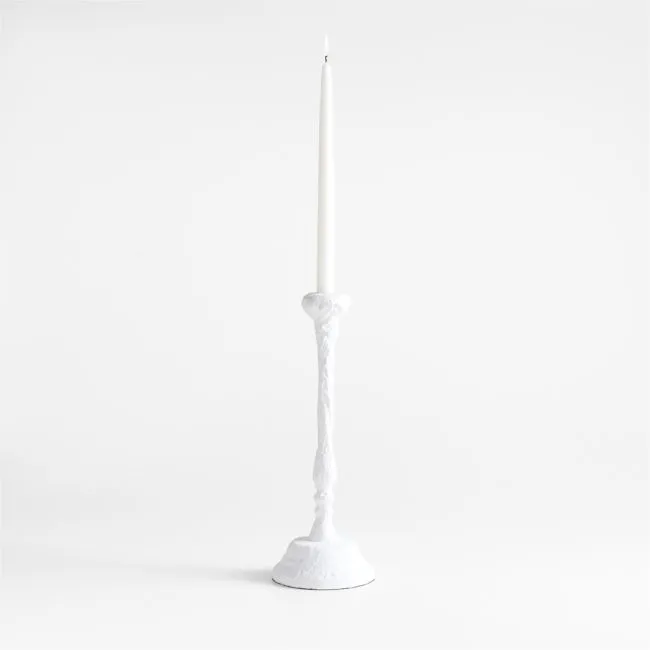 Sonara White Metal Taper Candle Holder 14"