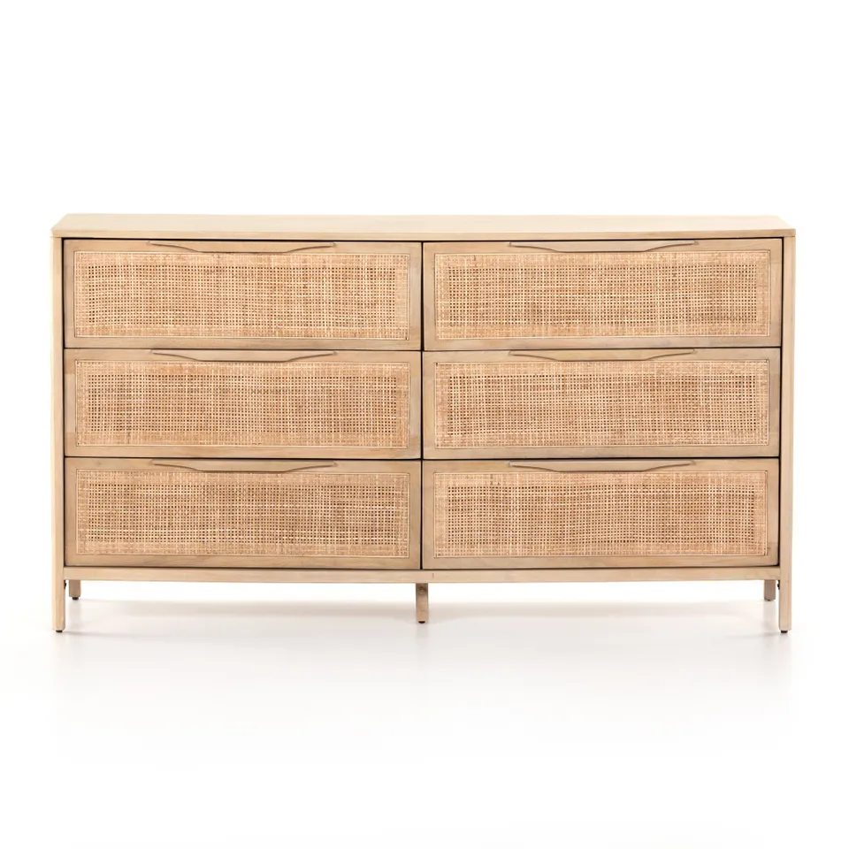 Sydney 6 Drawer Dresser - Natural Cane