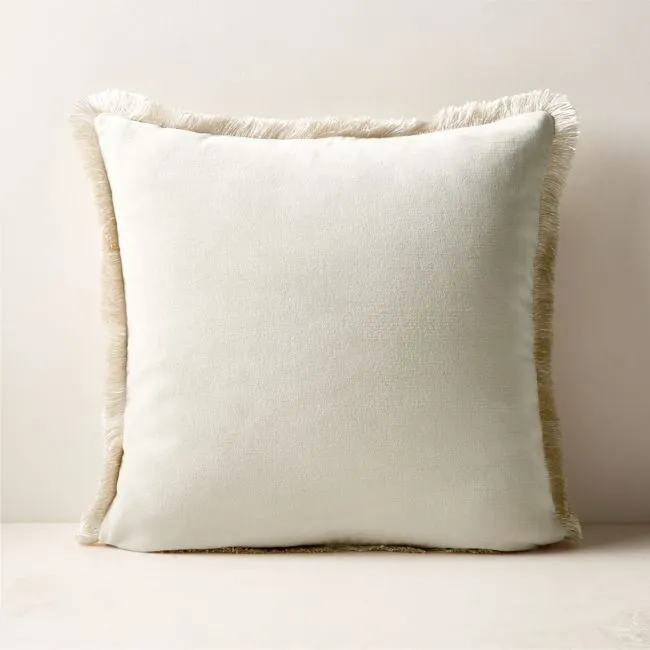 Bettie Warm White Velvet Throw Pillow with Down-Alternative Insert 20"x20"