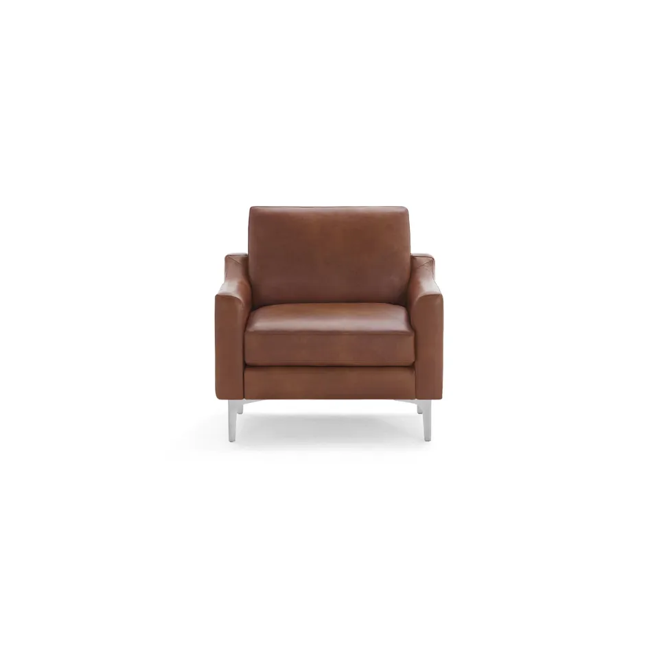 Nomad Leather Club Chair - Chestnut - Top Grain Leather / Chrome - Metal / Slope