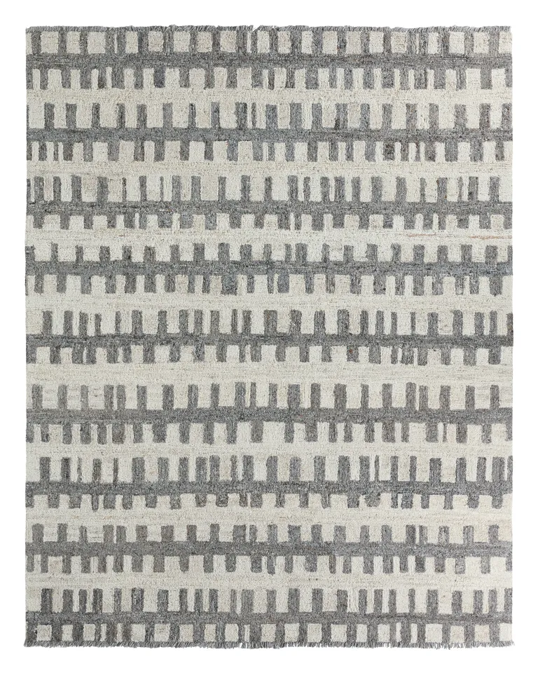 Emir HAD05 Tufted Striped Gray/White Area Rug (12'X15')
