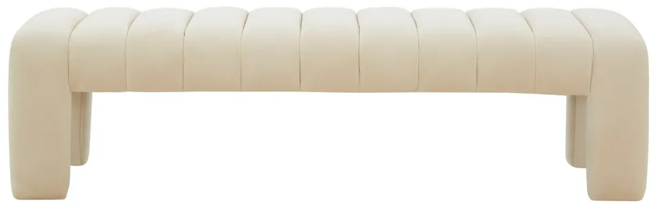 Bellisima Channel Tufted Bench - Creme