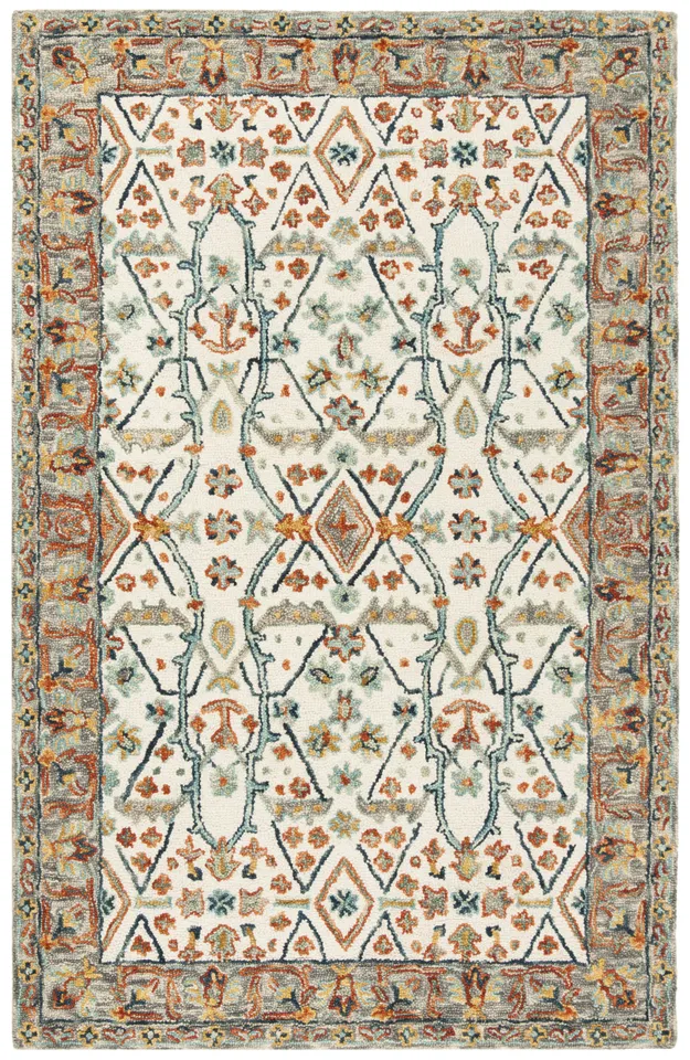 Arlo Home Hand Tufted Area Rug, APN308A, Ivory/Blue,  4' X 6'