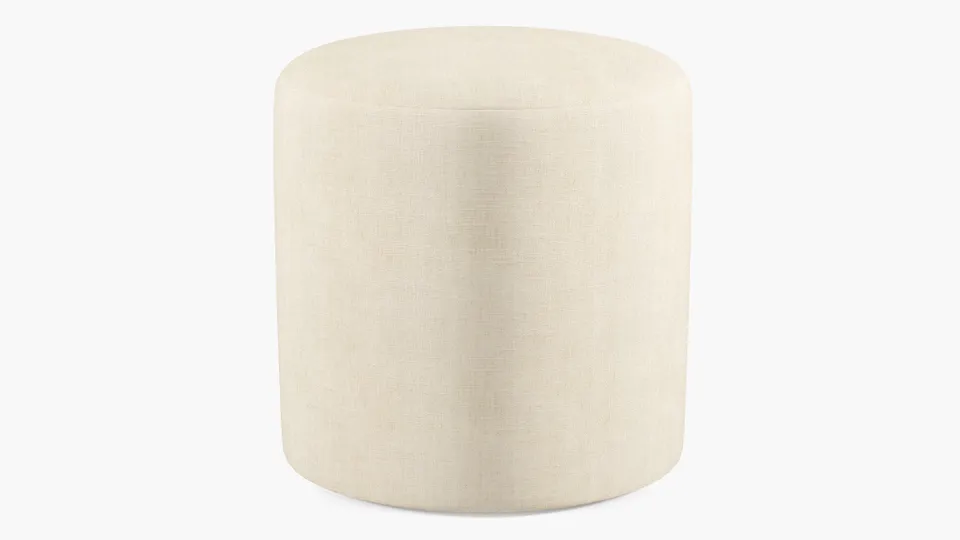 Drum Ottoman, Talc Everyday Linen