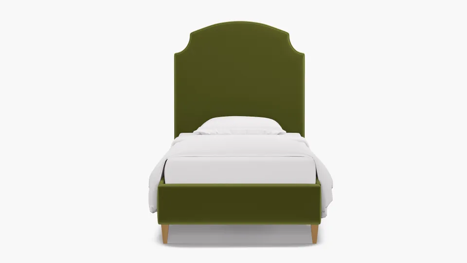 Cove Bed, Sage Performance Velvet, Natural Square Tapered Leg, Twin