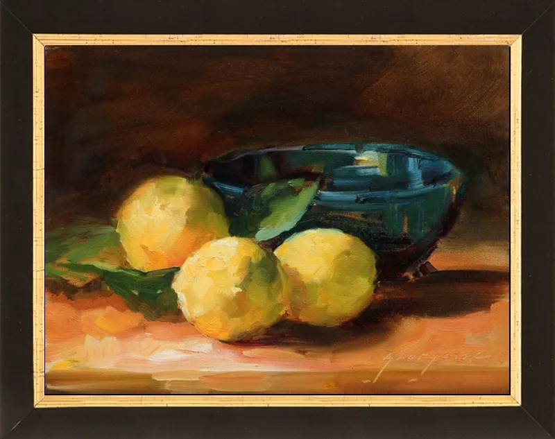 Lemons and Blue Bowl by Georgesse Gomez for Artfully Walls