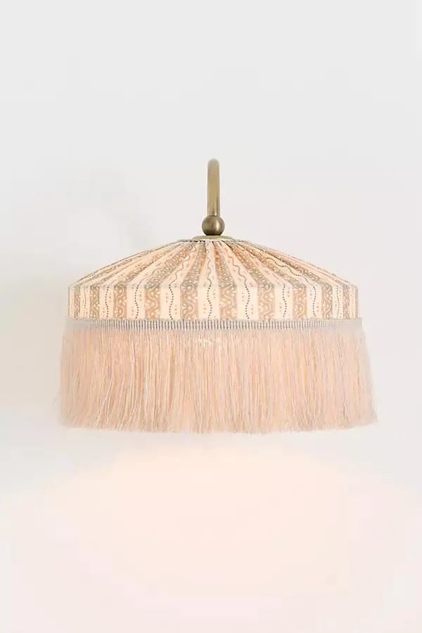 Sinclair Tassel-Fringed Linen Sconce
