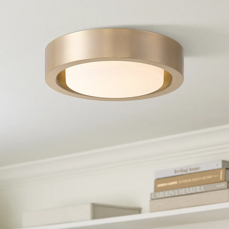 Possini Euro Jayson 12 3/4" Wide Modern Satin Bronze LED Ceiling Light