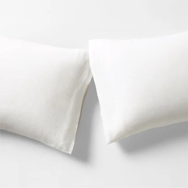Aire Natural European Linen Crisp White Standard Pillowcases, Set of 2