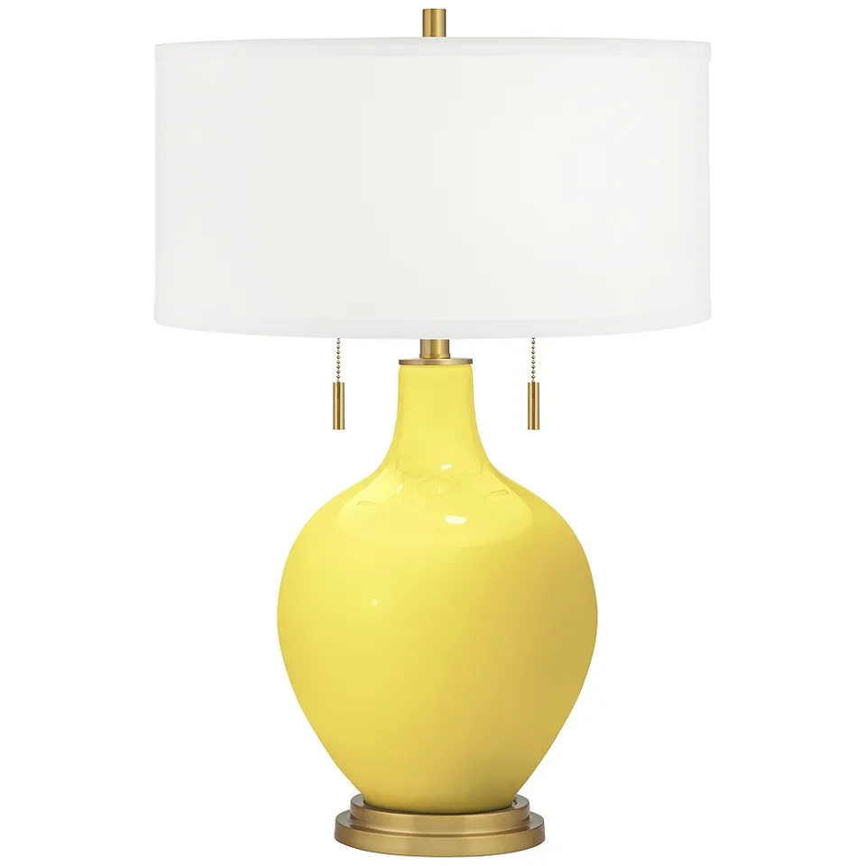 Color Plus Toby Brass 28" High Lemon Twist Yellow Table Lamp