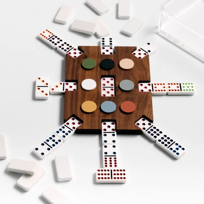 Luxe Dominoes El Tren Walnut Mexican Train Dominoes Game