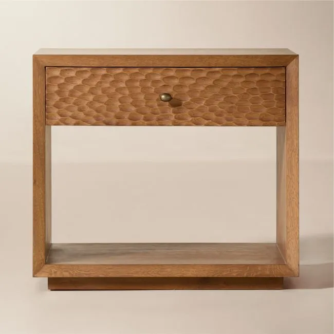 Hawk 26" Carved White Oak Open Nightstand