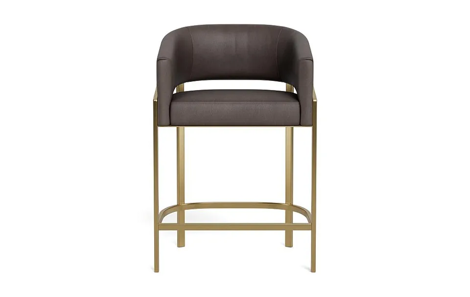 Mina Leather Metal Framed Upholstered Stool
