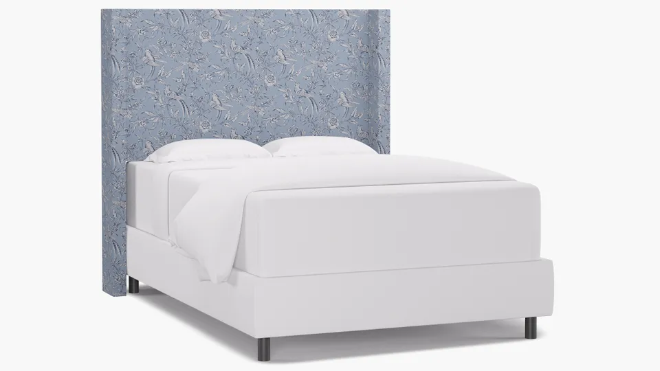 Modern Wingback Headboard, Blue Aviary, Full