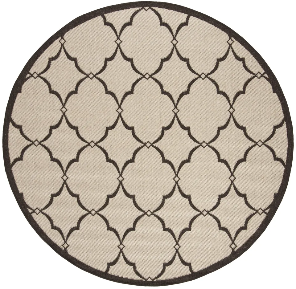Arlo Home Indoor/Outdoor Woven Area Rug, LND125B, Natural/Brown,  6' 7" X 6' 7" Round