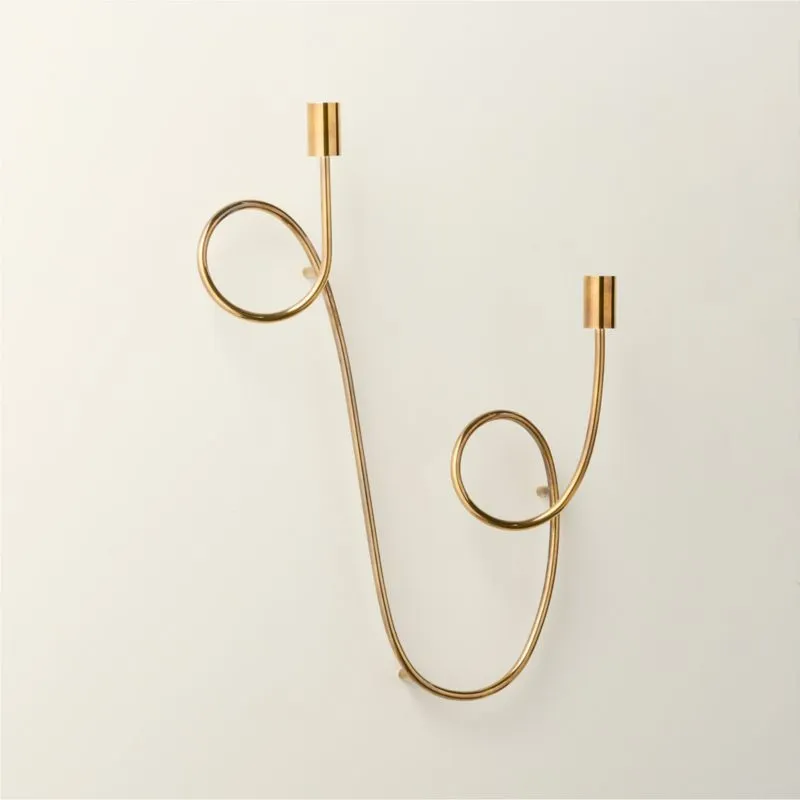 Duo Aged Brass Wall Sconce Taper Candle Holder