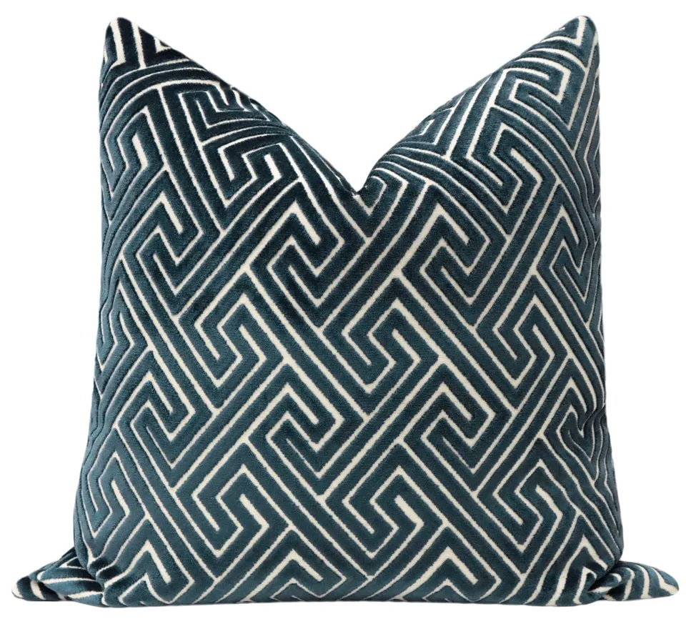 ROMAN CUT VELVET // NAVY BLUE - 14" X 24"