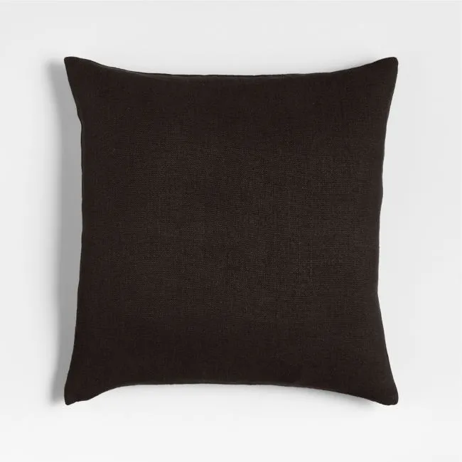 Relaxed Linen 20"x20" Ink Black Layering Throw Pillow with Down-Alternative Insert