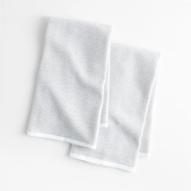 Textured Terry Alloy Grey Organic Cotton Kitchen Towels, Set of 2