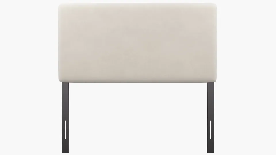 Square Back Headboard, White Classic Velvet, Full