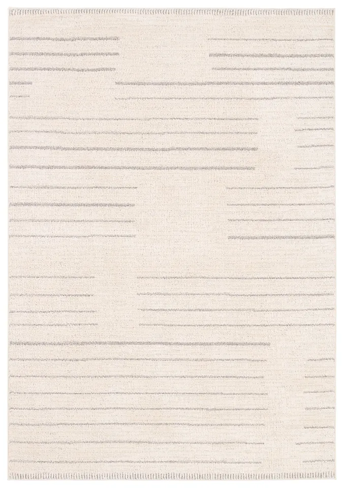 Label J Lumall ZIY04 Striped Ivory and Light Gray Area Rug (5'x8')