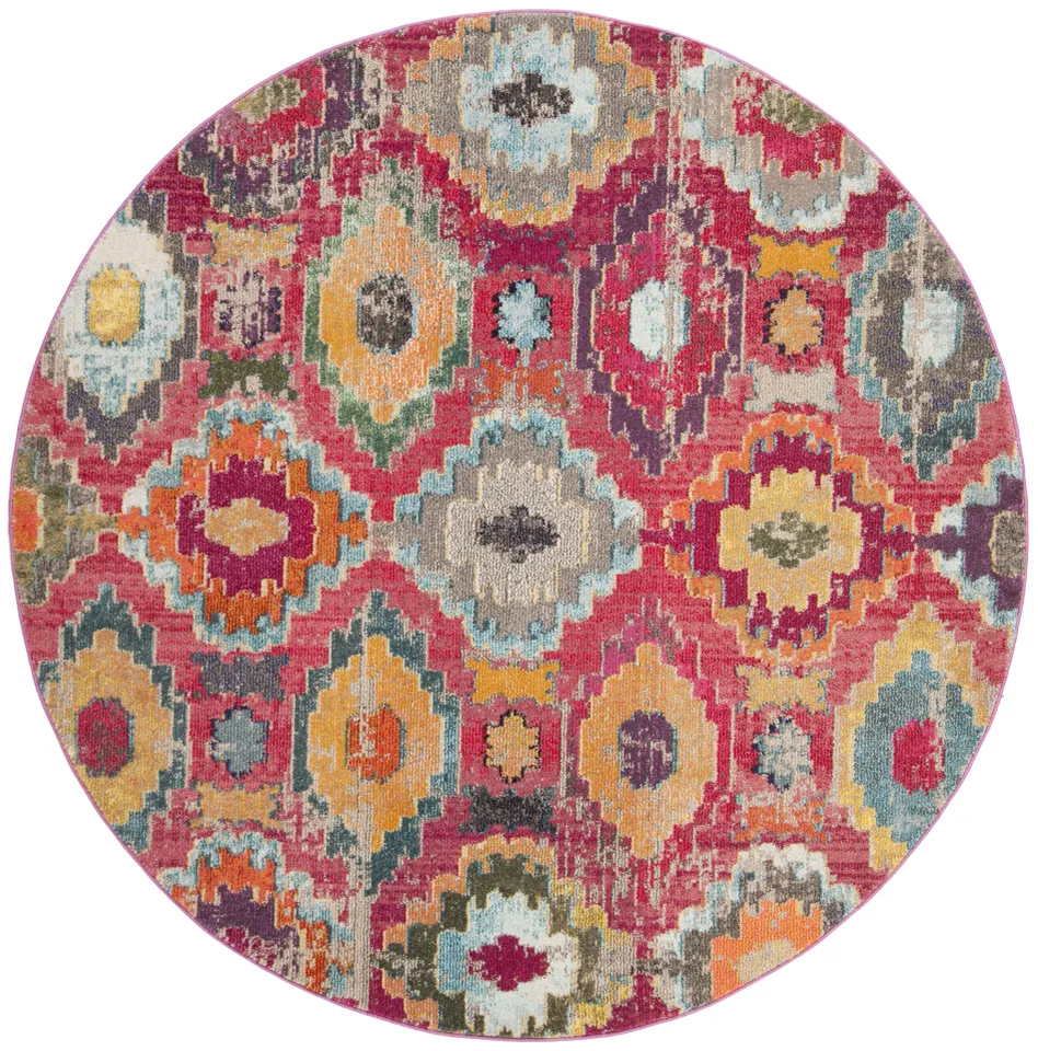 Arlo Home Woven Area Rug, MNC265Q, Red/Blue,  6' 7" X 6' 7" Round