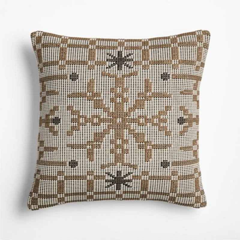 Woven Snowflake 20"x20" Camel Tan Throw Pillow with Down-Alternative Insert