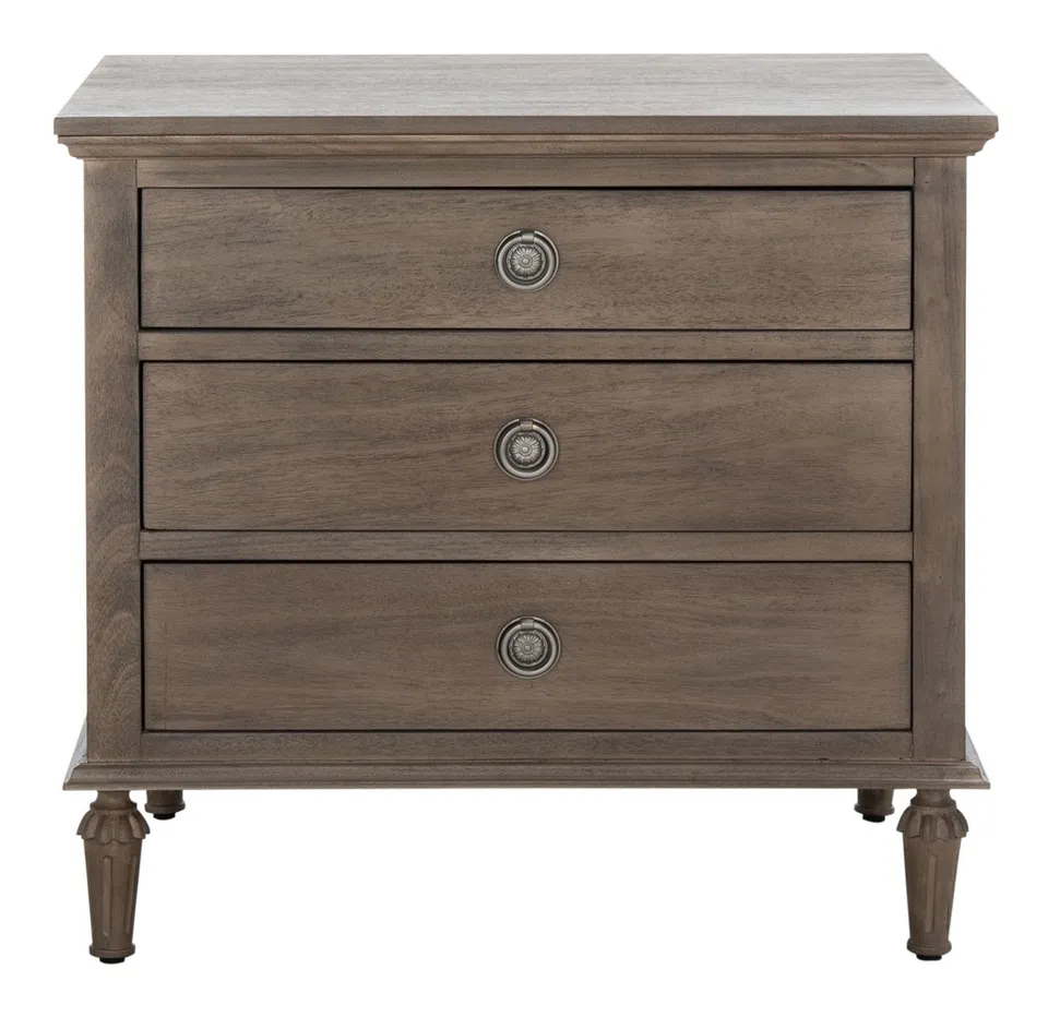Lisabet 3 Drawer Wood Nightstand - Light Brown